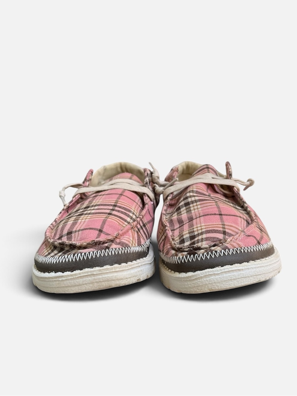 HEY DUDE Wendy Slip-on Shoe in Tartan Azur Pink Women’s Size 8 - Picture 6 of 11